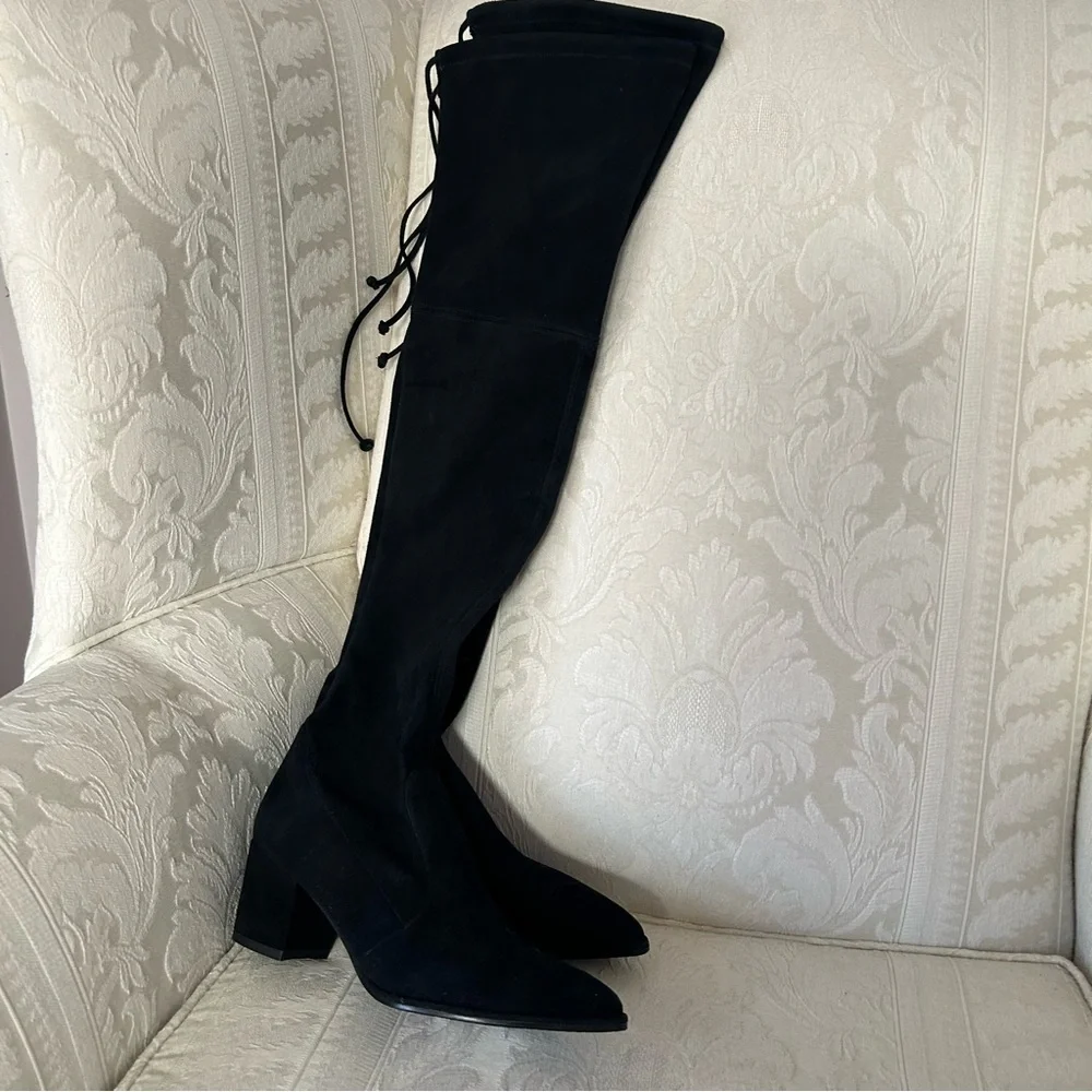 Stuart Weitzman Daphne over the knee black suede boots
